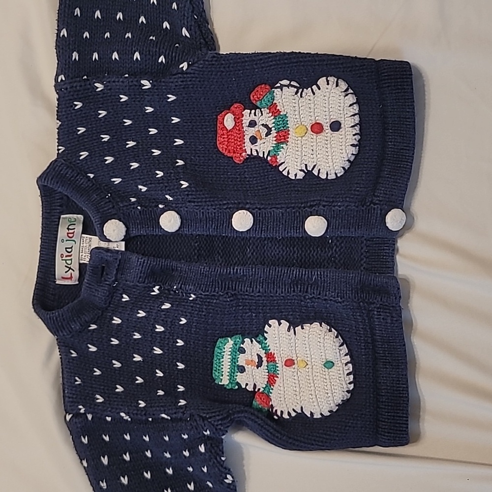 Vintage Lydia Jane christmas snowman sweater size L/24 months
